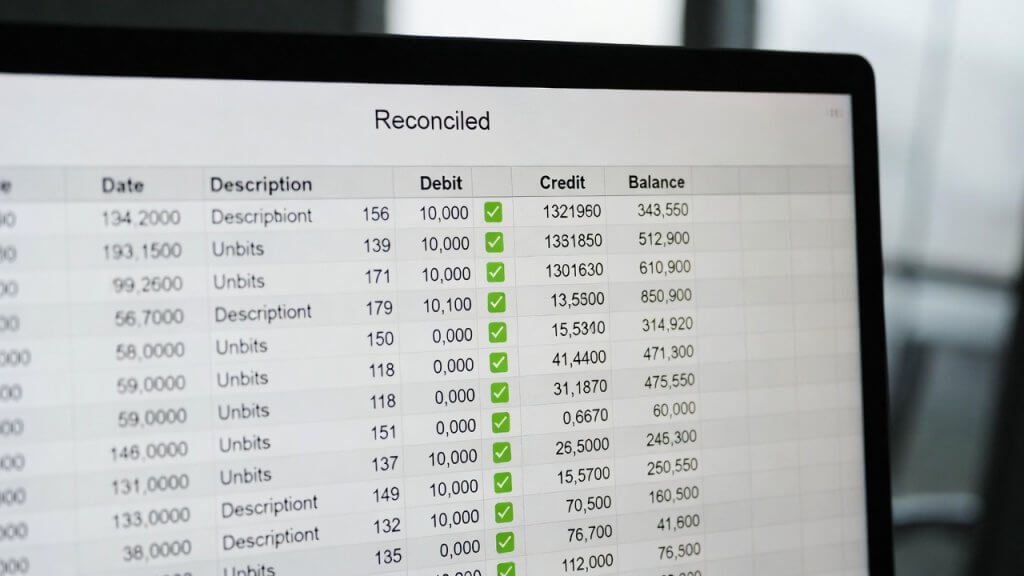 A clean "Reconciled" screen or a visual representing balance and accuracy.