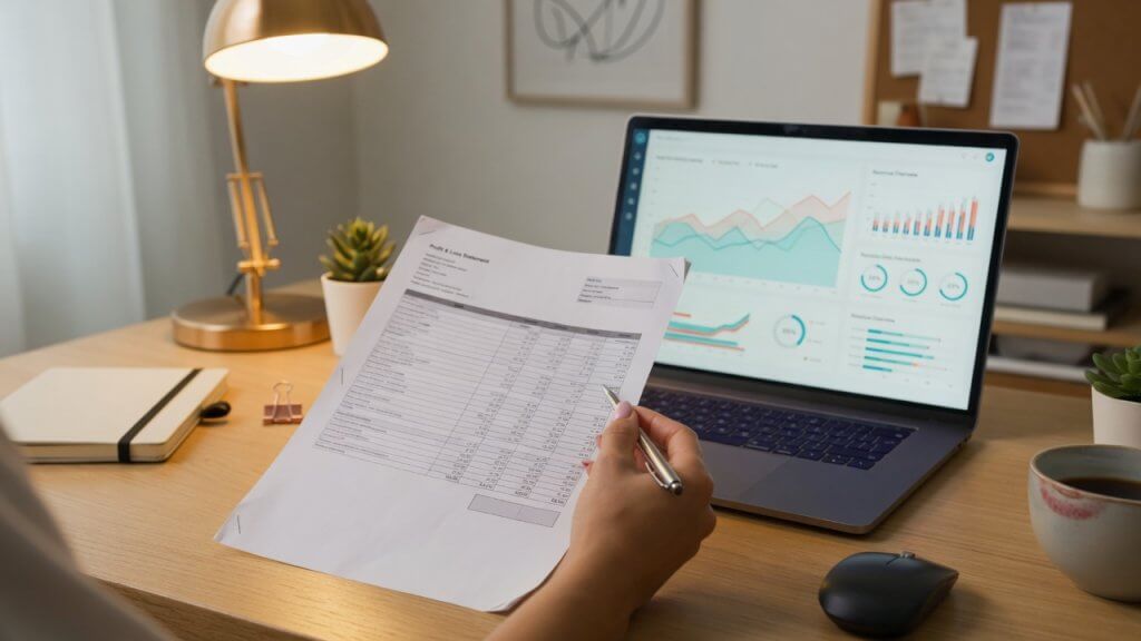 QuickBooks profit and loss report printed and reviewed before tax filing