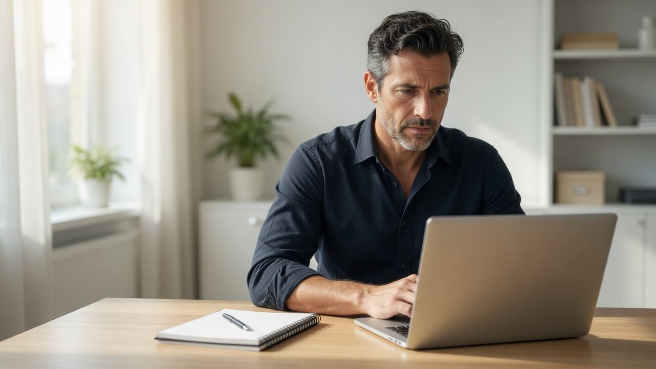 Business owner using laptop to find and verify QuickBooks ProAdvisor certified bookkeeper