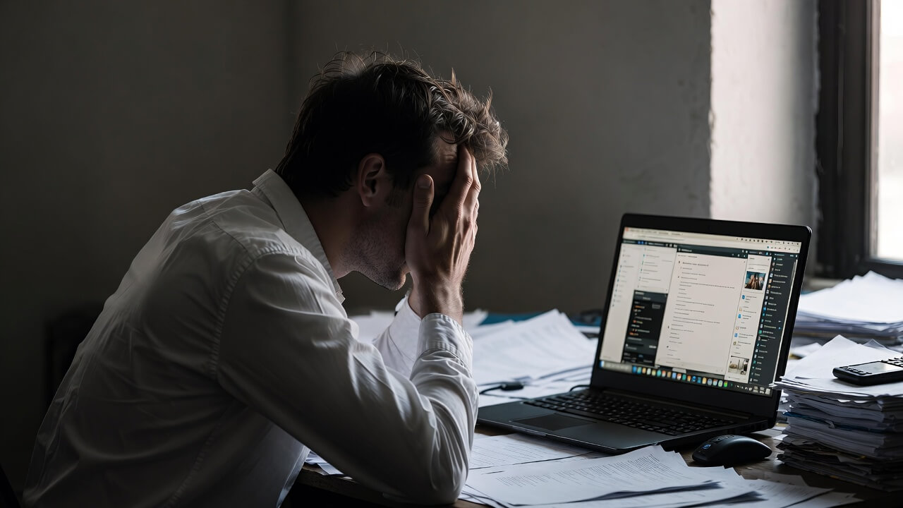 solopreneur time management failure — overwhelmed business owner with too many competing priorities and no system